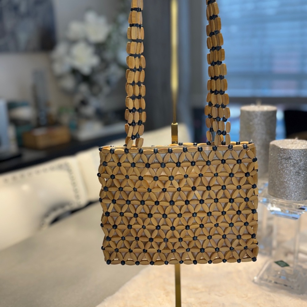 Charlotte Russe Wooden Bead Flower Shoulder Bag - Picture 13 of 13